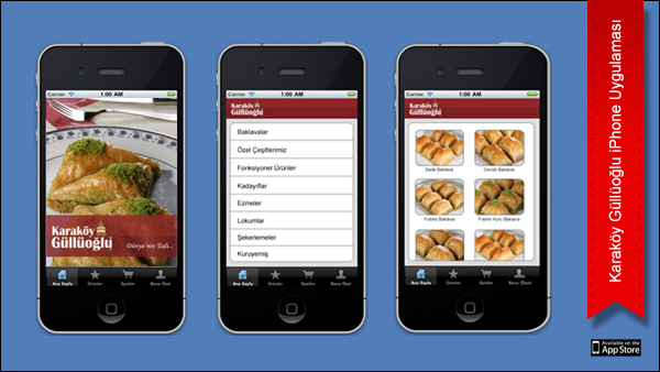 Karak�y G�ll�o�lu online baklava sat��� i�in iPhone Aplikasyonu.